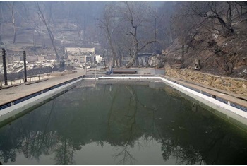 Fire damaged swimming pool