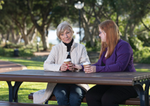 mother and daughter talking