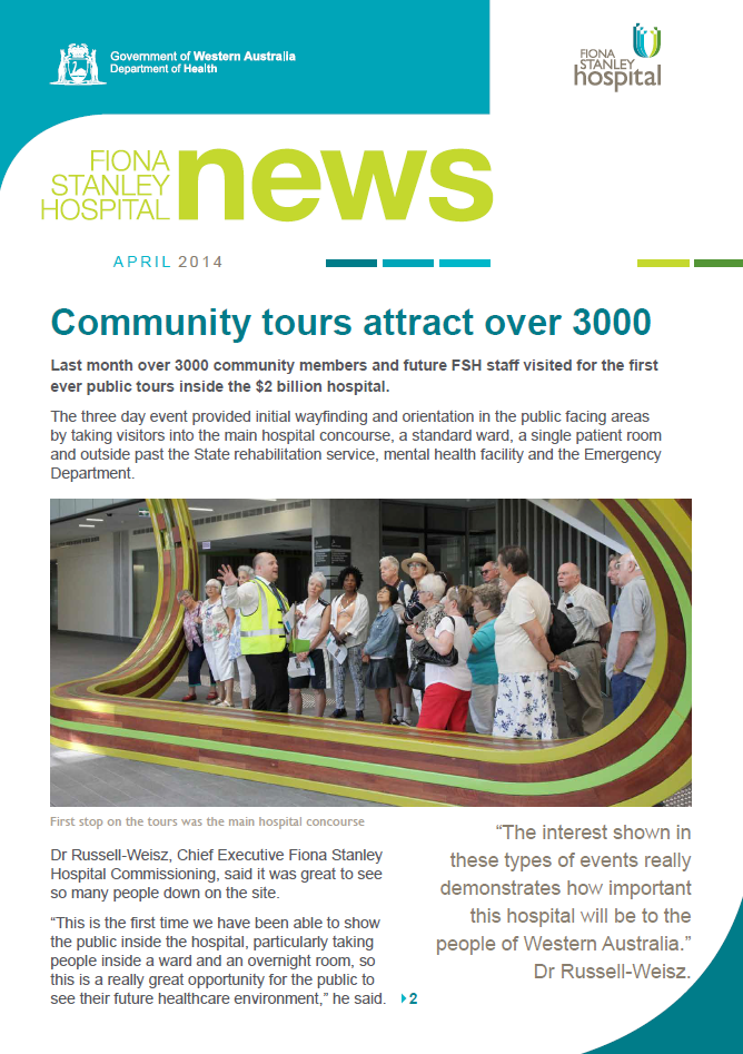 Front page of the April 2014 newsletter